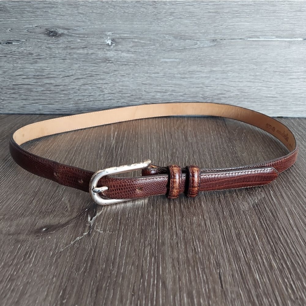 Annabella by Another Line Brown Lizard Print Leather Belt Large